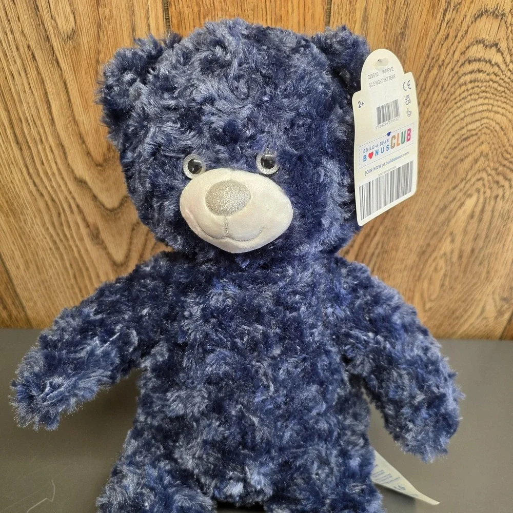 Build-A-Bear Workshop Night Sky Bear Plush Stuffed Animal Toy Medium Blue Silver